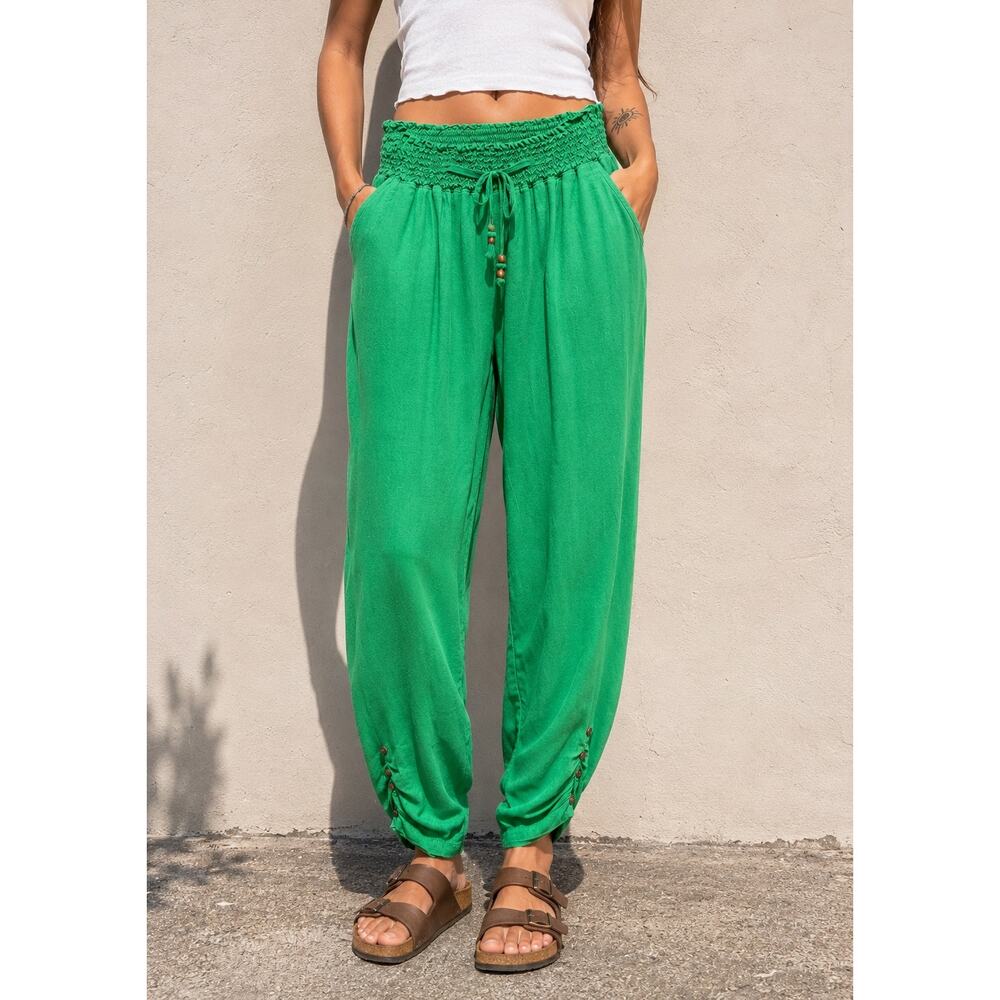 Ci Sono Size Small Green Boho Resortwear Beach Pants